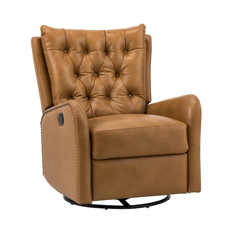 Mid-Century Echtleder-Relaxsessel mit Metallfuß