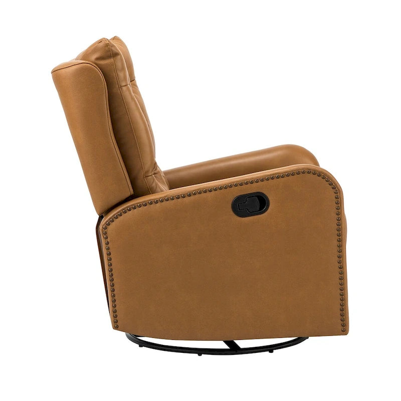 Mid-Century Echtleder-Relaxsessel mit Metallfuß