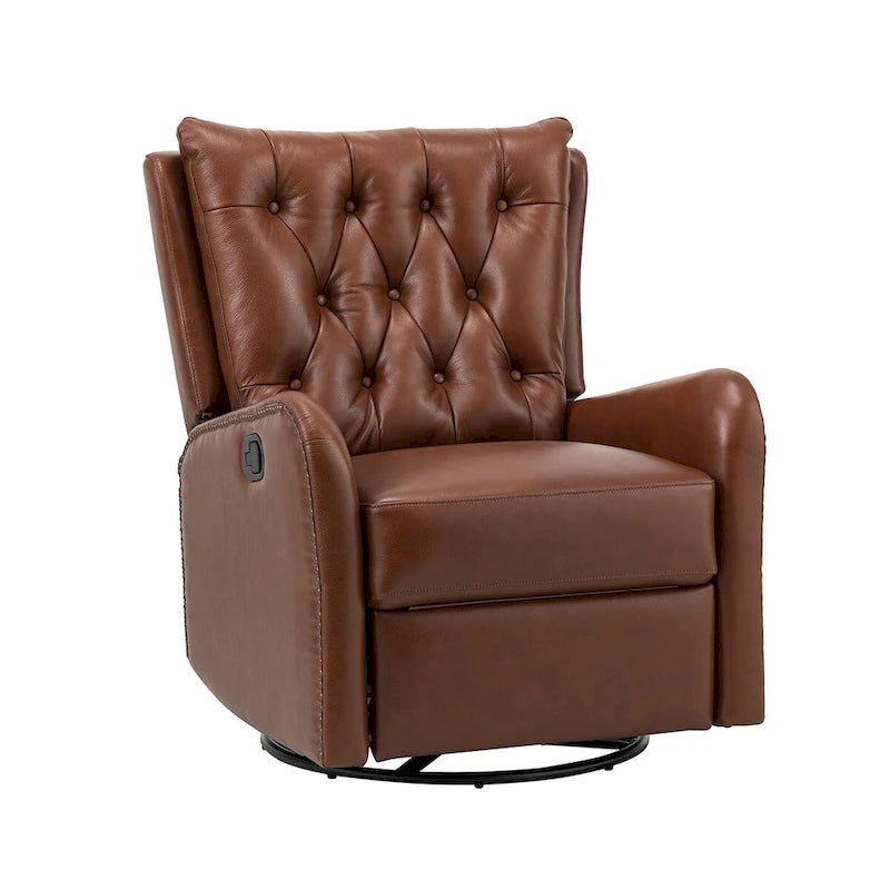 Mid-Century Echtleder-Relaxsessel mit Metallfuß