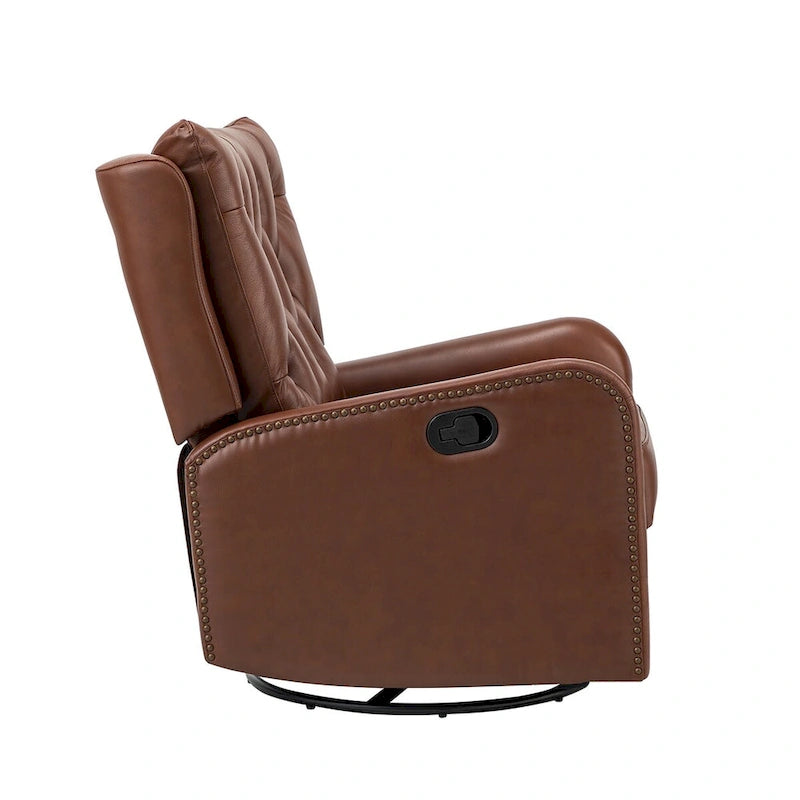 Mid-Century Echtleder-Relaxsessel mit Metallfuß