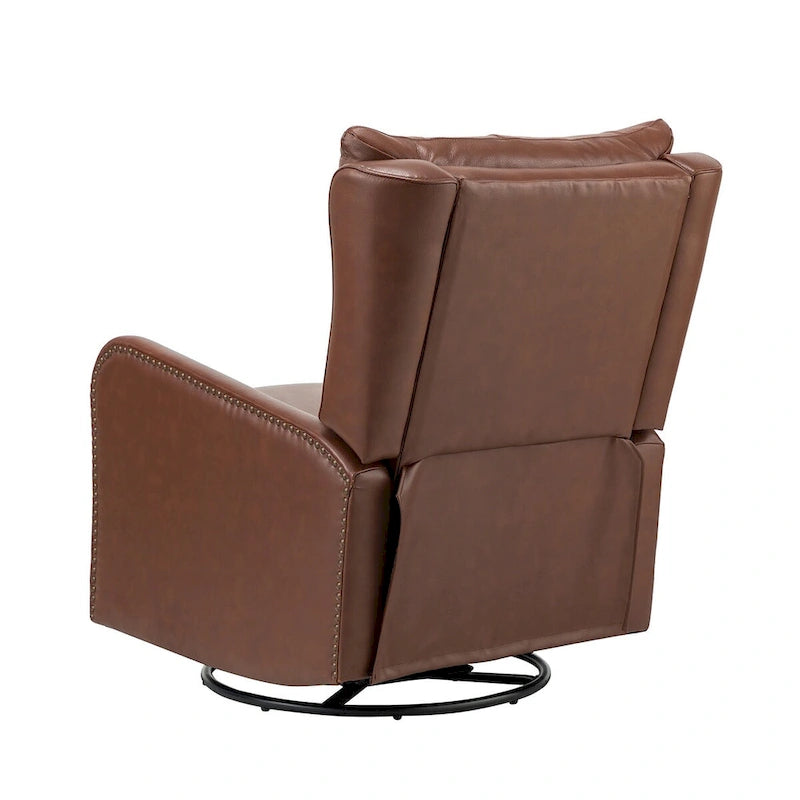Mid-Century Echtleder-Relaxsessel mit Metallfuß