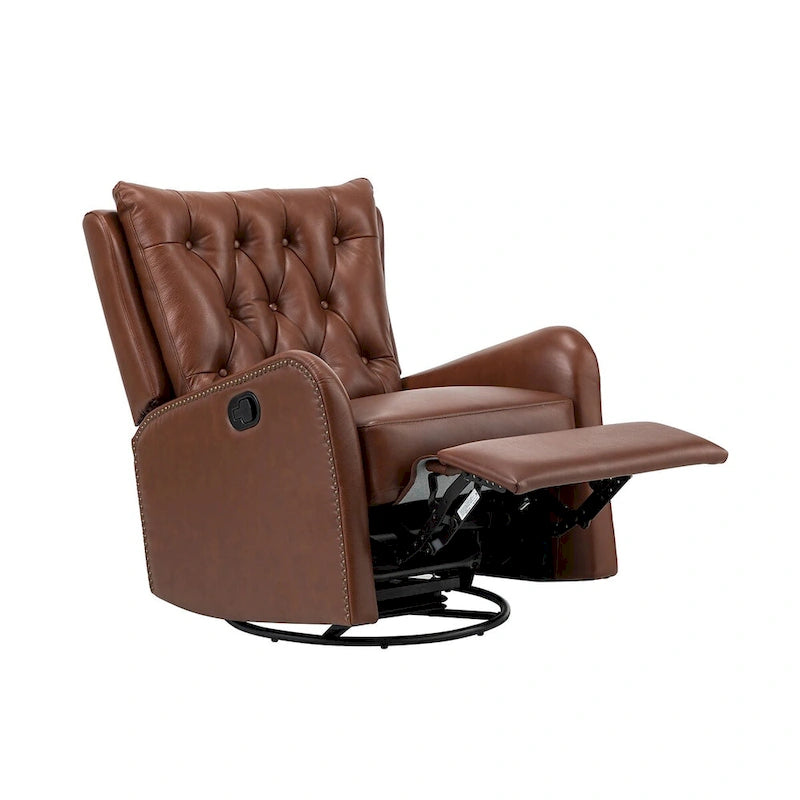 Mid-Century Echtleder-Relaxsessel mit Metallfuß