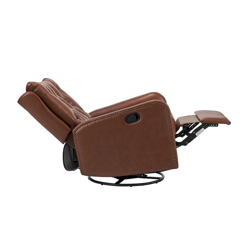 Mid-Century Echtleder-Relaxsessel mit Metallfuß