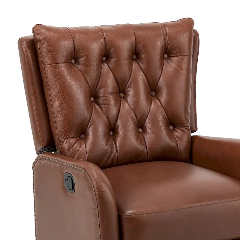 Mid-Century Echtleder-Relaxsessel mit Metallfuß