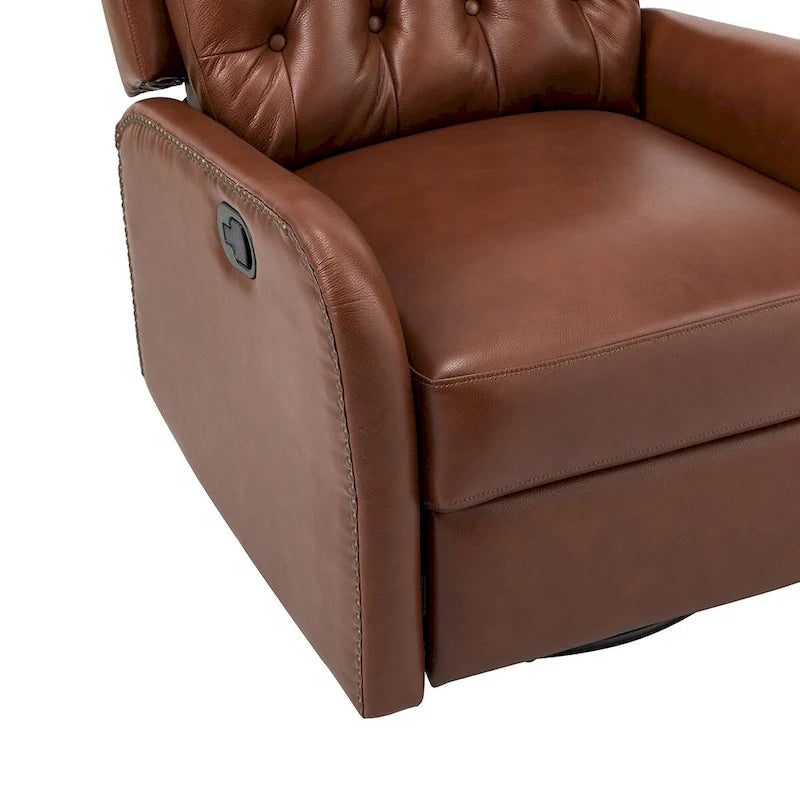 Mid-Century Echtleder-Relaxsessel mit Metallfuß