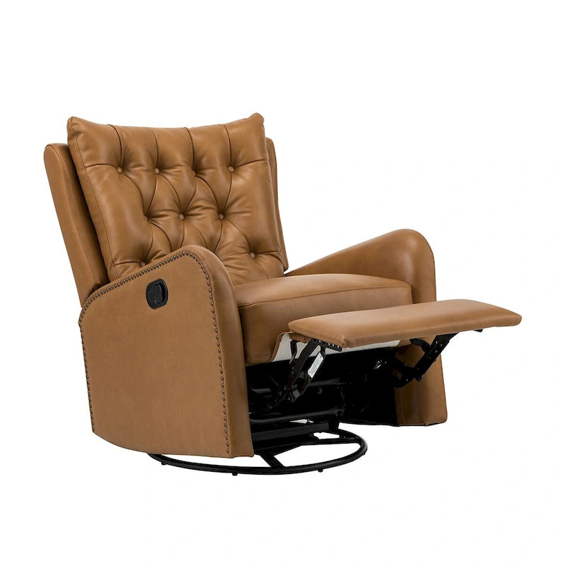 Mid-Century Echtleder-Relaxsessel mit Metallfuß