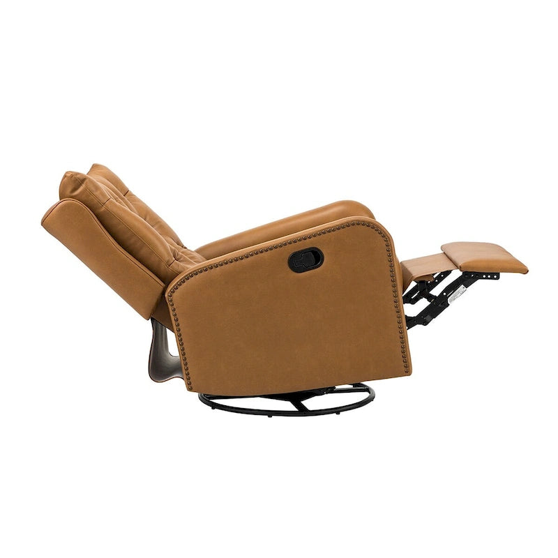 Mid-Century Echtleder-Relaxsessel mit Metallfuß
