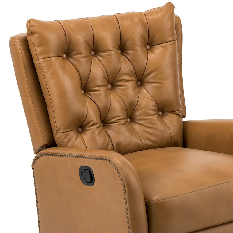 Mid-Century Echtleder-Relaxsessel mit Metallfuß