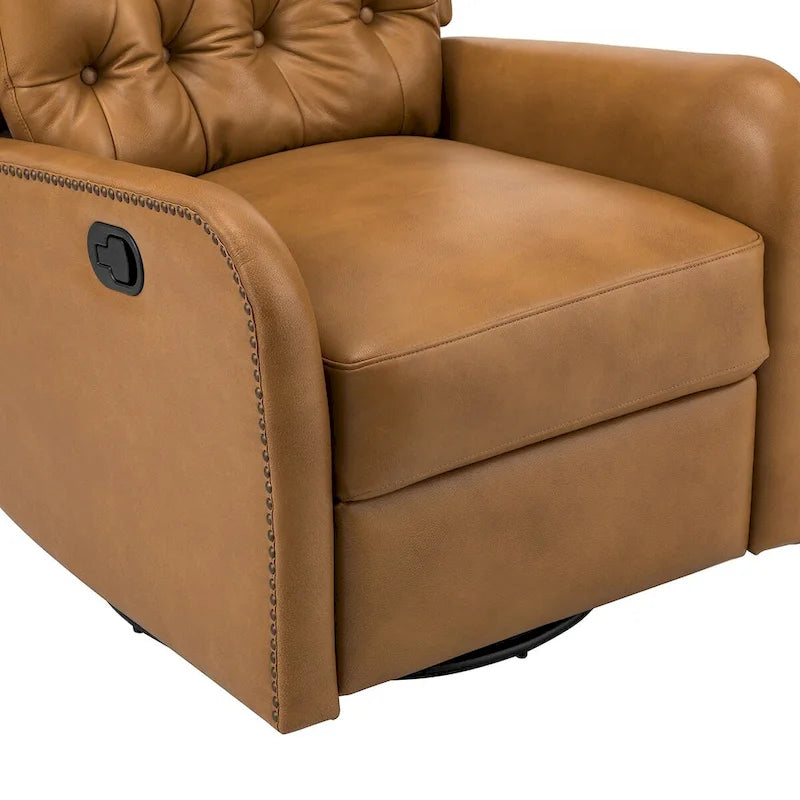 Mid-Century Echtleder-Relaxsessel mit Metallfuß