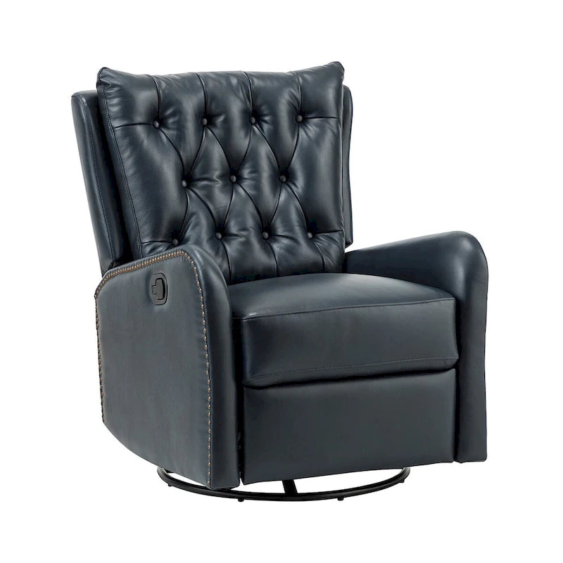 Mid-Century Echtleder-Relaxsessel mit Metallfuß