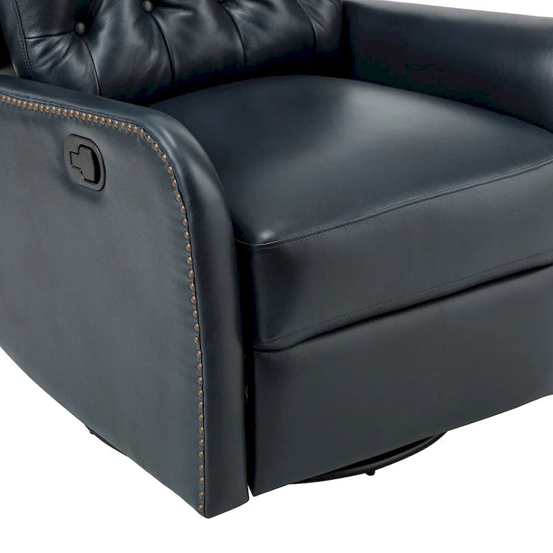Mid-Century Echtleder-Relaxsessel mit Metallfuß