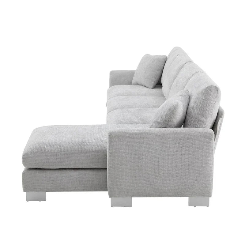 Überdimensionales L-förmiges Ecksofa mit Récamiere aus Chenille