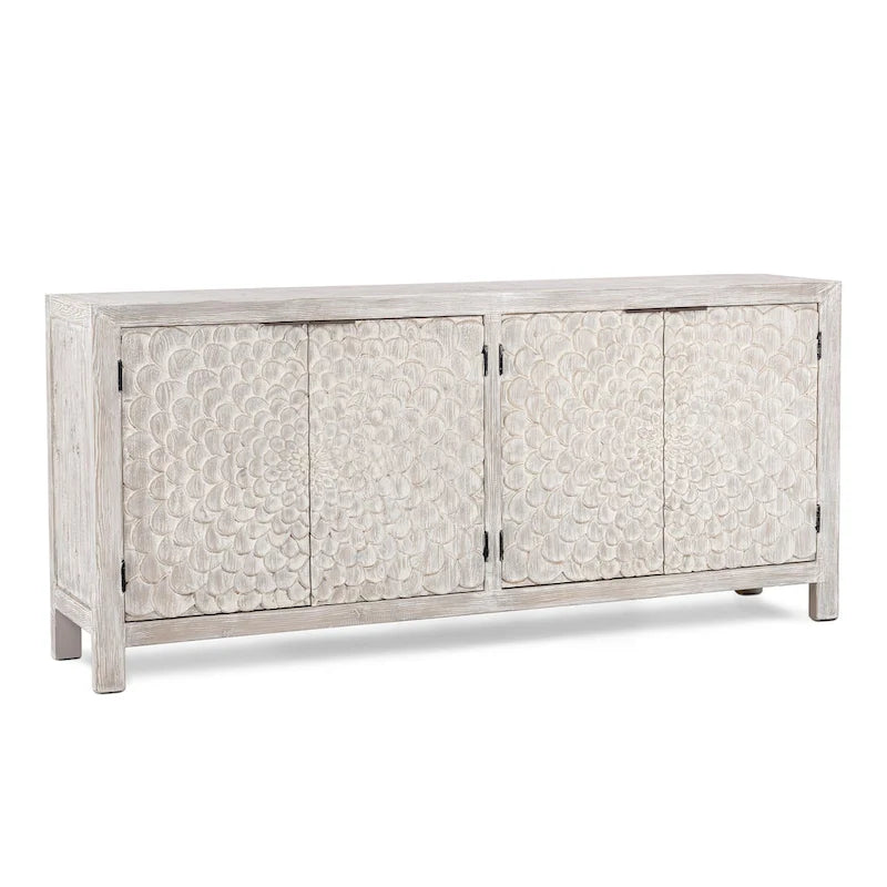 4-türiges Sideboard aus Altholz-Kiefer in Vintage Cream
