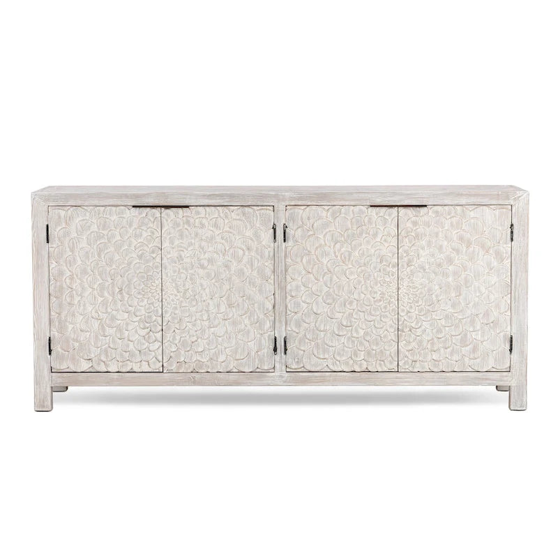 4-türiges Sideboard aus Altholz-Kiefer in Vintage Cream