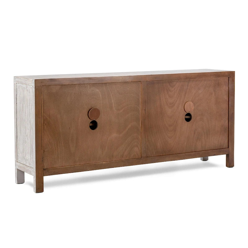 4-türiges Sideboard aus Altholz-Kiefer in Vintage Cream