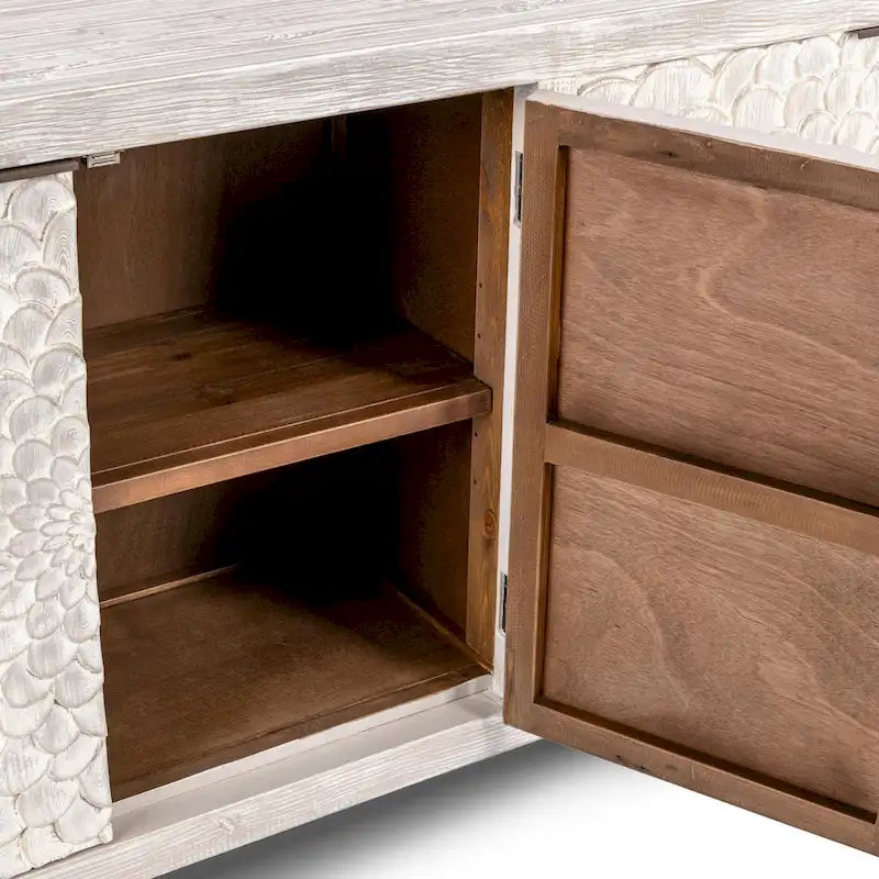 4-türiges Sideboard aus Altholz-Kiefer in Vintage Cream