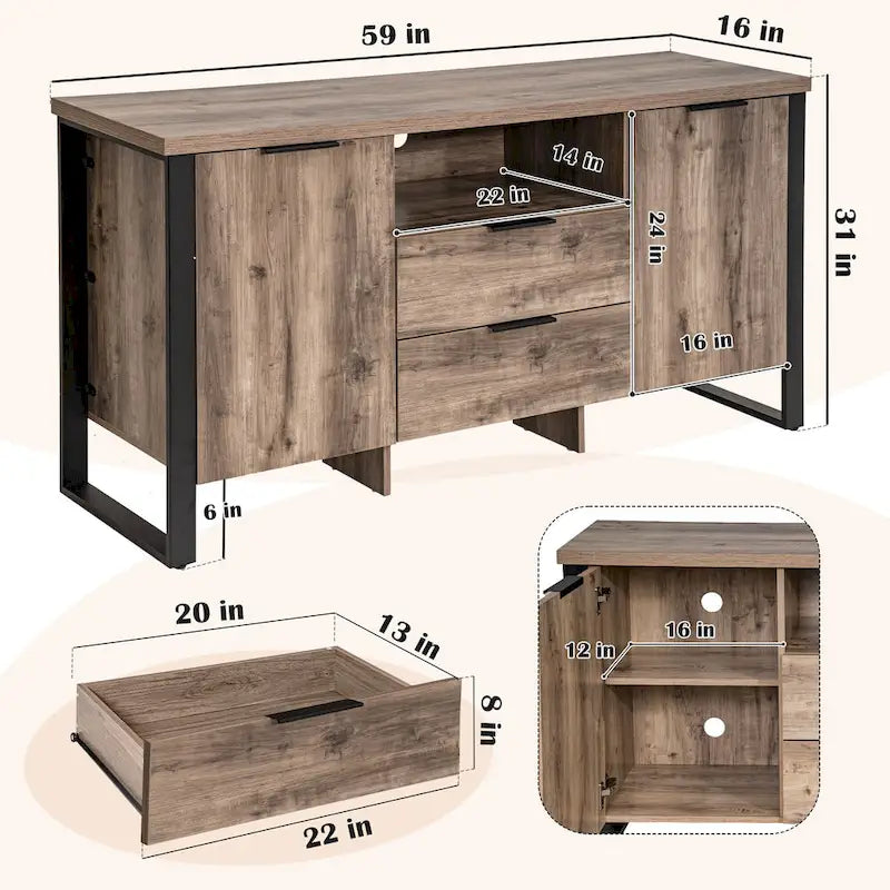 2-türiger TV-Schrank mit 2 Schubladen