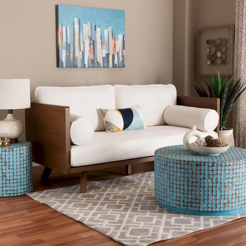 Mid-Century Modern Bouclé-Stoffsofa