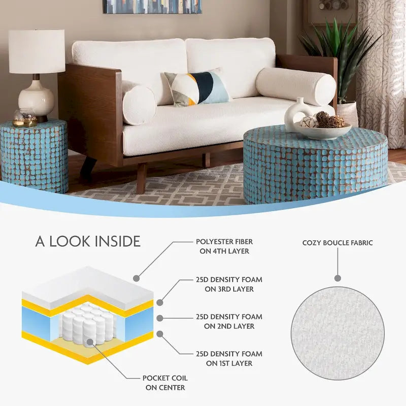 Mid-Century Modern Bouclé-Stoffsofa