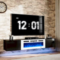 Schwebendes TV-Rack mit 91 cm breitem Elektrokamin