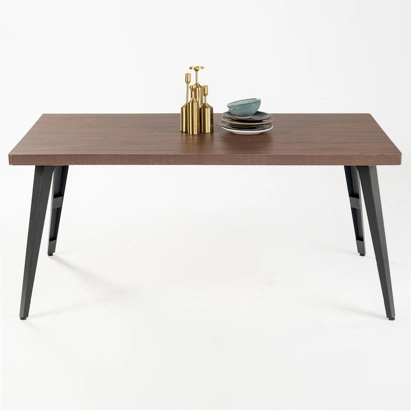 HomyLin 63-inch Dining Table Rectangular for 4-6 with Wooden Top and Metal Legs