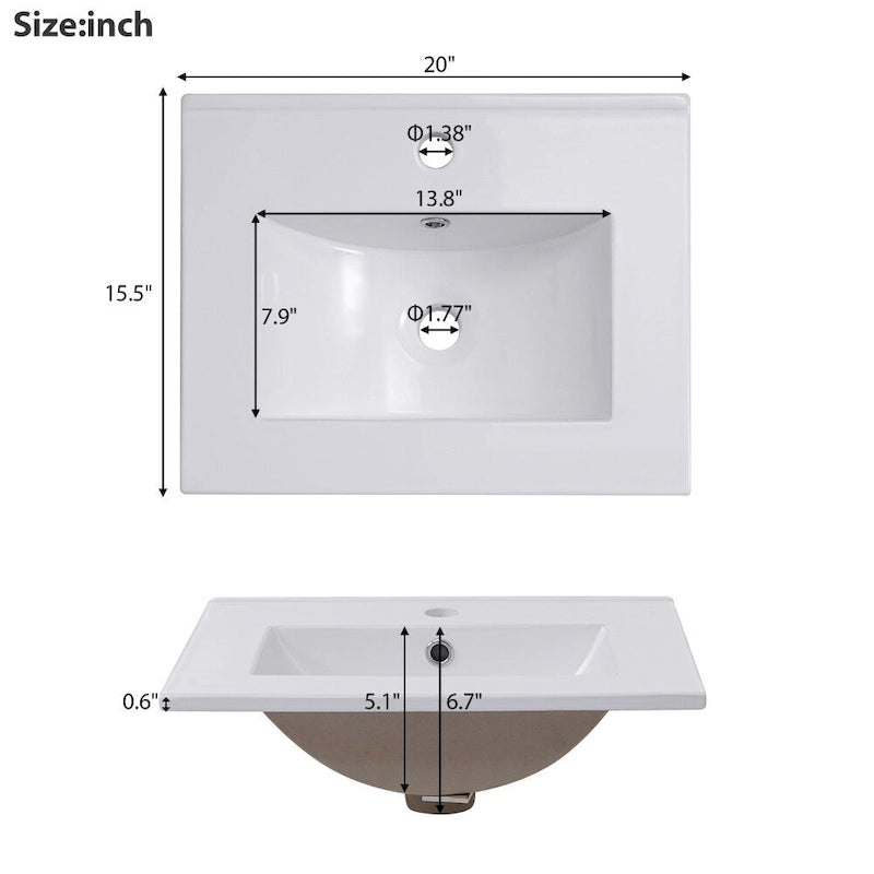 Moderner 50 cm kleiner Bad-Waschtischunterschrank mit Keramikwaschbecken
