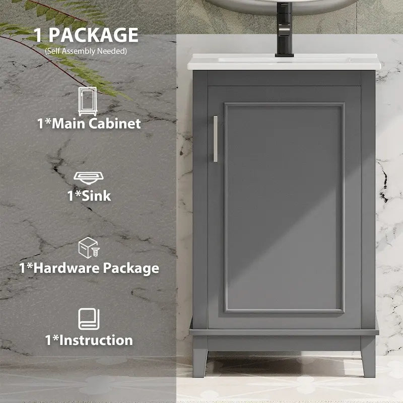 Moderner 50 cm kleiner Bad-Waschtischunterschrank mit Keramikwaschbecken