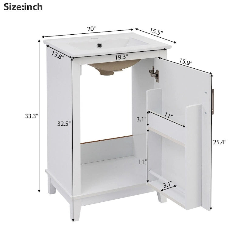 Moderner 50 cm kleiner Bad-Waschtischunterschrank mit Keramikwaschbecken